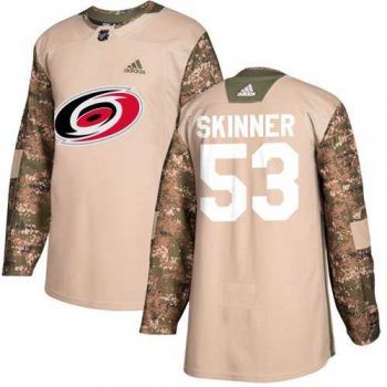 Men's Adidas Carolina Hurricanes #53 Jeff Skinner Camo Authentic 2017 Veterans Day Stitched NHL Jersey