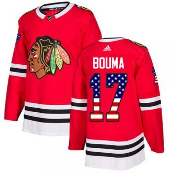 Men's Adidas Chicago Blackhawks #17 Lance Bouma Red Home Authentic USA Flag Stitched NHL Jersey