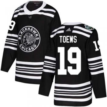 Men's Adidas Chicago Blackhawks #19 Jonathan Toews Black Authentic 2019 Winter Classic Stitched NHL Jersey