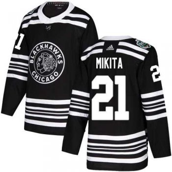 Men's Adidas Chicago Blackhawks #21 Stan Mikita Black Authentic 2019 Winter Classic Stitched NHL Jersey