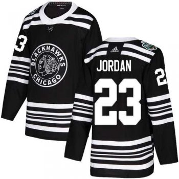 Men's Adidas Chicago Blackhawks #23 Michael Jordan Black Authentic 2019 Winter Classic Stitched NHL Jersey