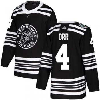 Men's Adidas Chicago Blackhawks #4 Bobby Orr Black Authentic 2019 Winter Classic Stitched NHL Jersey