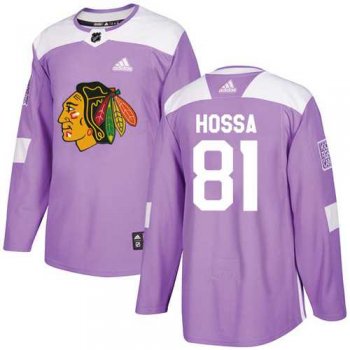 Men's Adidas Chicago Blackhawks #81 Marian Hossa Purple Authentic Fights Cancer Stitched NHL