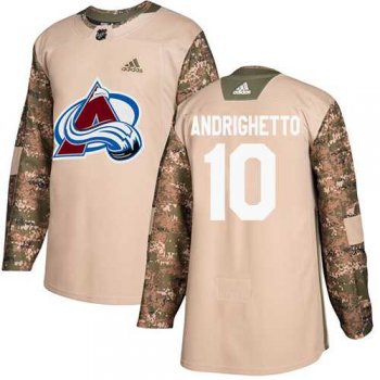 Men's Adidas Colorado Avalanche #10 Sven Andrighetto Camo Authentic 2017 Veterans Day Stitched NHL Jersey