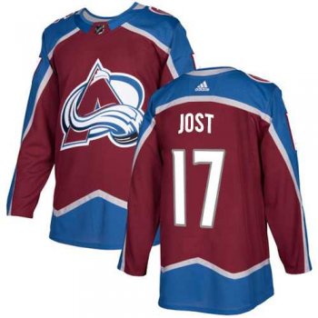 Men's Adidas Colorado Avalanche #17 Tyson Jost Burgundy Home Authentic Stitched NHL