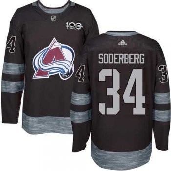 Men's Adidas Colorado Avalanche #34 Carl Soderberg Black 1917-2017 100th Anniversary Stitched NHL Jersey