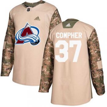 Men's Adidas Colorado Avalanche #37 J.T. Compher Camo Authentic 2017 Veterans Day Stitched NHL Jersey