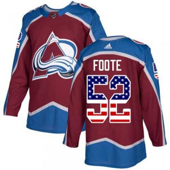 Men's Adidas Colorado Avalanche #52 Adam Foote Burgundy Home Authentic USA Flag Stitched NHL Jersey