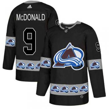 Men's Adidas Colorado Avalanche #9 Lanny McDonald Black Authentic Team Logo Fashion Stitched NHL Jersey