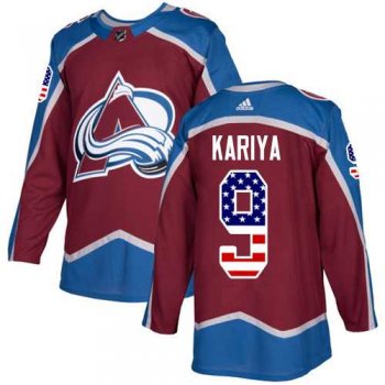 Men's Adidas Colorado Avalanche #9 Paul Kariya Burgundy Home Authentic USA Flag Stitched NHL Jersey