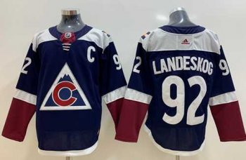 Men's Adidas Colorado Avalanche #92 Gabriel Landeskog Navy Alternate Authentic Stitched NHL Jersey