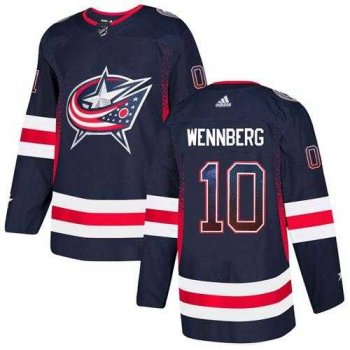 Men's Adidas Columbus Blue Jackets #10 Alexander Wennberg Navy Blue Home Authentic Drift Fashion Stitched NHL Jersey