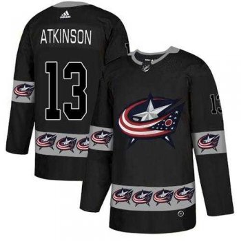 Men's Adidas Columbus Blue Jackets #13 Cam Atkinson Black Authentic Team Logo Fashion Stitched NHL Jersey