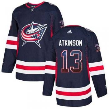 Men's Adidas Columbus Blue Jackets #13 Cam Atkinson Navy Blue Home Authentic Drift Fashion Stitched NHL Jersey