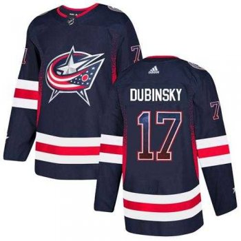 Men's Adidas Columbus Blue Jackets #17 Brandon Dubinsky Navy Blue Home Authentic Drift Fashion Stitched NHL Jersey