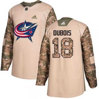 Men's Adidas Columbus Blue Jackets #18 Pierre-Luc Dubois Camo Authentic 2017 Veterans Day Stitched NHL Jersey