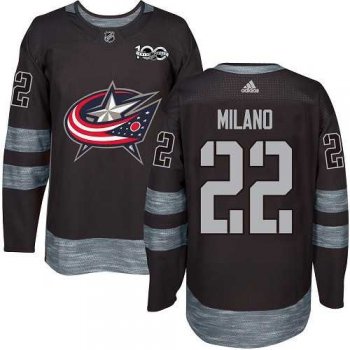 Men's Adidas Columbus Blue Jackets #22 Sonny Milano Black 1917-2017 100th Anniversary Stitched NHL Jersey