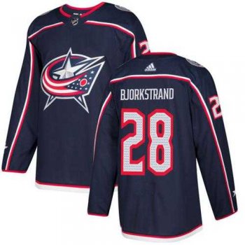 Men's Adidas Columbus Blue Jackets #28 Oliver Bjorkstrand Navy Blue Home Authentic Stitched NHL Jersey