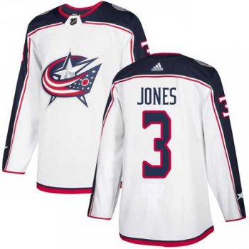 Men's Adidas Columbus Blue Jackets #3 Seth Jones White Road Authentic Stitched NHL Jersey