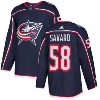 Men's Adidas Columbus Blue Jackets #58 David Savard Navy Blue Home Authentic Stitched NHL Jersey