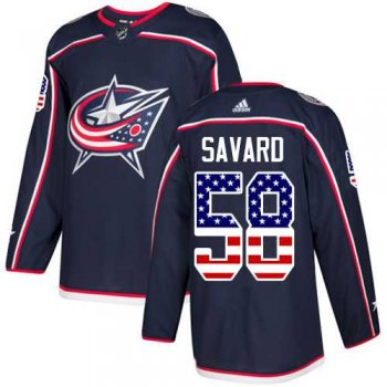 Men's Adidas Columbus Blue Jackets #58 David Savard Navy Blue Home Authentic USA Flag Stitched NHL Jersey