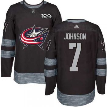 Men's Adidas Columbus Blue Jackets #7 Jack Johnson Black 1917-2017 100th Anniversary Stitched NHL Jersey