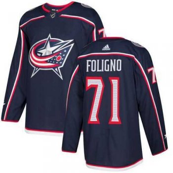 Men's Adidas Columbus Blue Jackets #71 Nick Foligno Navy Blue Home Authentic Stitched NHL Jersey