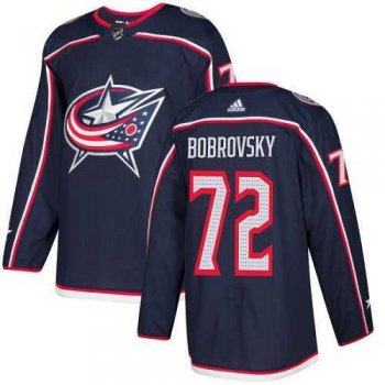 Men's Adidas Columbus Blue Jackets #72 Sergei Bobrovsky Navy Blue Home Authentic Stitched NHL Jersey