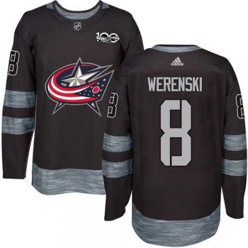 Men's Adidas Columbus Blue Jackets #8 Zach Werenski Black 1917-2017 100th Anniversary Stitched NHL Jersey