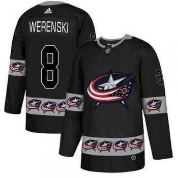 Men's Adidas Columbus Blue Jackets #8 Zach Werenski Black Authentic Team Logo Fashion Stitched NHL Jersey