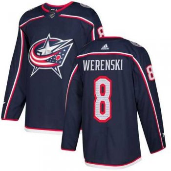 Men's Adidas Columbus Blue Jackets #8 Zach Werenski Navy Blue Home Authentic Stitched NHL Jersey