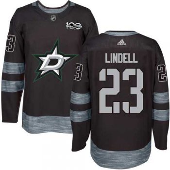 Men's Adidas Dallas Stars #23 Esa Lindell Black 1917-2017 100th Anniversary Stitched NHL Jersey