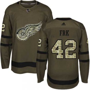 Men's Adidas Detroit Red Wings #42 Martin Frk Green Salute to Service Stitched NHL Jersey