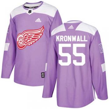 Men's Adidas Detroit Red Wings #55 Niklas Kronwall Purple Authentic Fights Cancer Stitched NHL