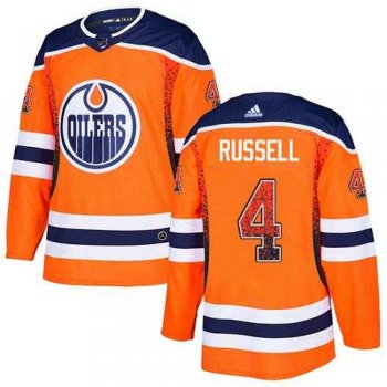 Men's Adidas Edmonton Oilers #4 Kris Russell Orange Home Authentic Drift Fashion Stitched NHL Jersey