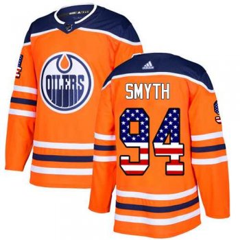 Men's Adidas Edmonton Oilers #94 Ryan Smyth Orange Home Authentic USA Flag Stitched NHL Jersey