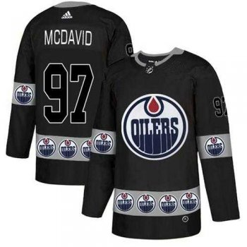 Men's Adidas Edmonton Oilers #97 Connor McDavid Black Authentic Team Logo Fashion Stitched NHL Jersey