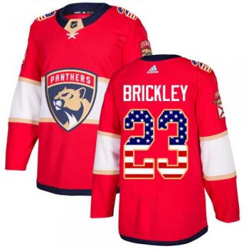 Men's Adidas Florida Panthers #23 Connor Brickley Red Home Authentic USA Flag Stitched NHL Jersey