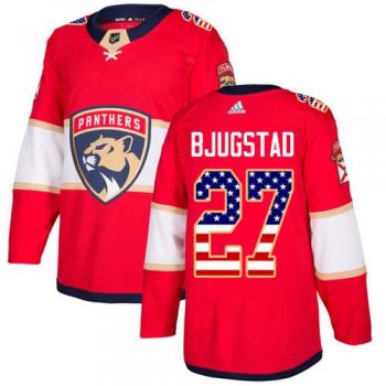 Men's Adidas Florida Panthers #27 Nick Bjugstad Red Home Authentic USA Flag Stitched NHL Jersey