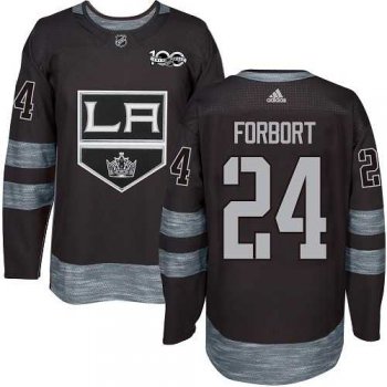 Men's Adidas Los Angeles Kings #24 Derek Forbort Black 1917-2017 100th Anniversary Stitched NHL Jersey