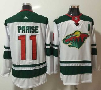 Men's Adidas Minnesota Wild #11 Zach Parise White Road Authentic Stitched NHL