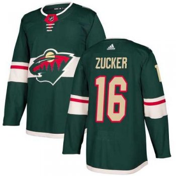 Men's Adidas Minnesota Wild #16 Jason Zucker Green Home Authentic Stitched NHL Jersey