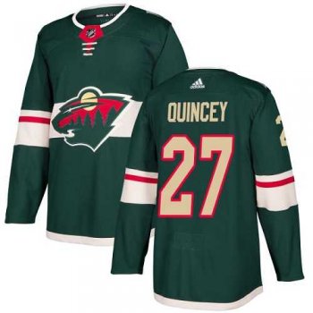 Men's Adidas Minnesota Wild #27 Kyle Quincey Green Home Authentic Stitched NHL Jersey