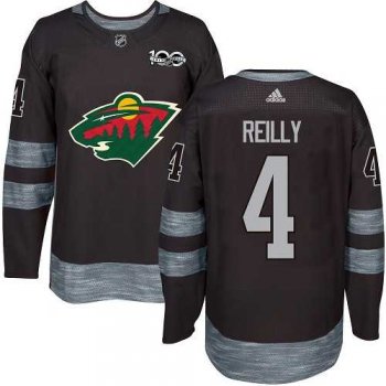 Men's Adidas Minnesota Wild #4 Mike Reilly Black 1917-2017 100th Anniversary Stitched NHL Jersey