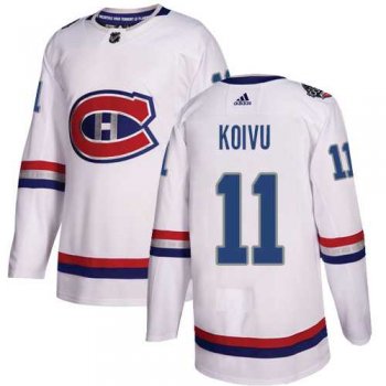 Men's Adidas Montreal Canadiens #11 Saku Koivu White Authentic 2017 100 Classic Stitched NHL Jersey