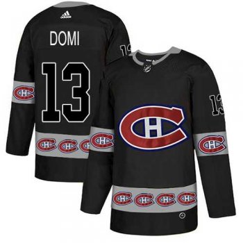 Men's Adidas Montreal Canadiens #13 Max Domi Black Authentic Team Logo Fashion Stitched NHL Jersey