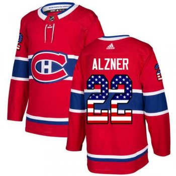 Men's Adidas Montreal Canadiens #22 Karl Alzner Red Home Authentic USA Flag Stitched NHL Jersey