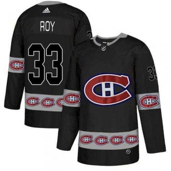 Men's Adidas Montreal Canadiens #33 Patrick Roy Black Authentic Team Logo Fashion Stitched NHL Jersey