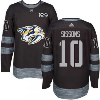 Men's Adidas Nashville Predators #10 Colton Sissons Black 1917-2017 100th Anniversary Stitched NHL Jersey