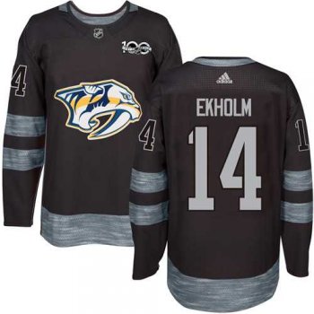 Men's Adidas Nashville Predators #14 Mattias Ekholm Black 1917-2017 100th Anniversary Stitched NHL Jersey